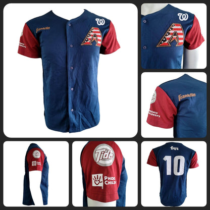 Arizona Diamondbacks Jersey - Unisex Adult Sports Jersey, Red/Blue, Size S, Tide Logo - USASTARFASHION