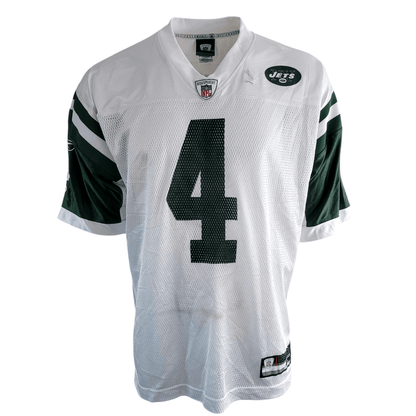 Brett Favre New York Jets 4 Jersey Reebok Men’s Large L NFL Authentic White Green Excellent Condition - USASTARFASHION