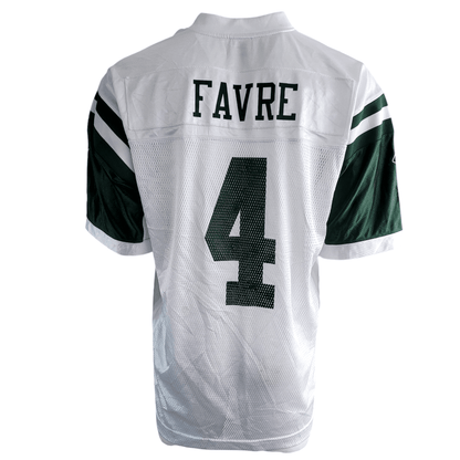Brett Favre New York Jets 4 Jersey Reebok Men’s Large L NFL Authentic White Green Excellent Condition - USASTARFASHION