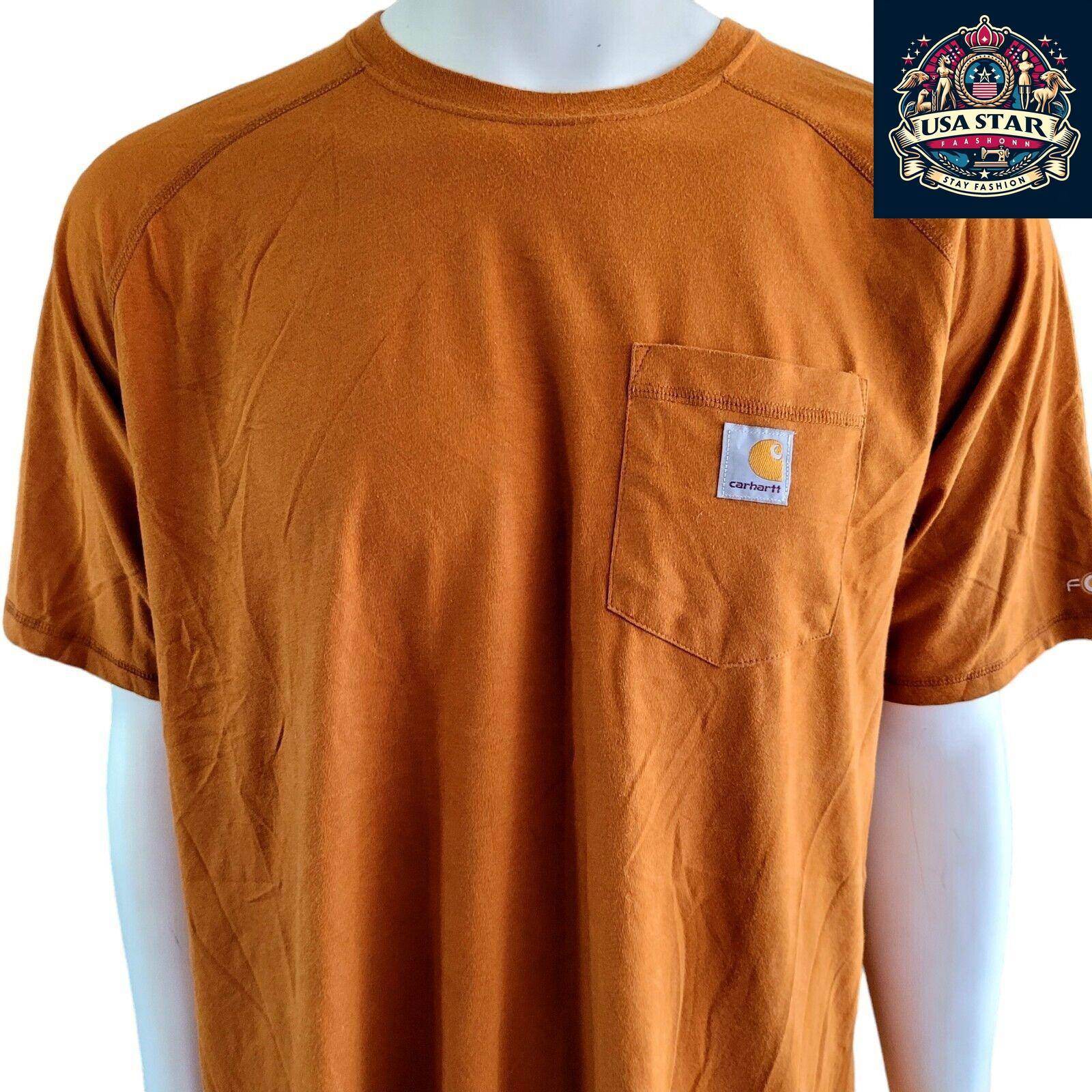 Carhartt Men's T-Shirt 2XL Relaxed Fit, Durable 65% Cotton 35% Polyester in Rust Orange - USASTARFASHION