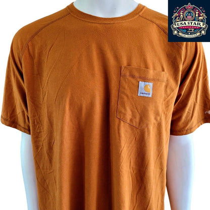 Carhartt Men's T-Shirt 2XL Relaxed Fit, Durable 65% Cotton 35% Polyester in Rust Orange - USASTARFASHION