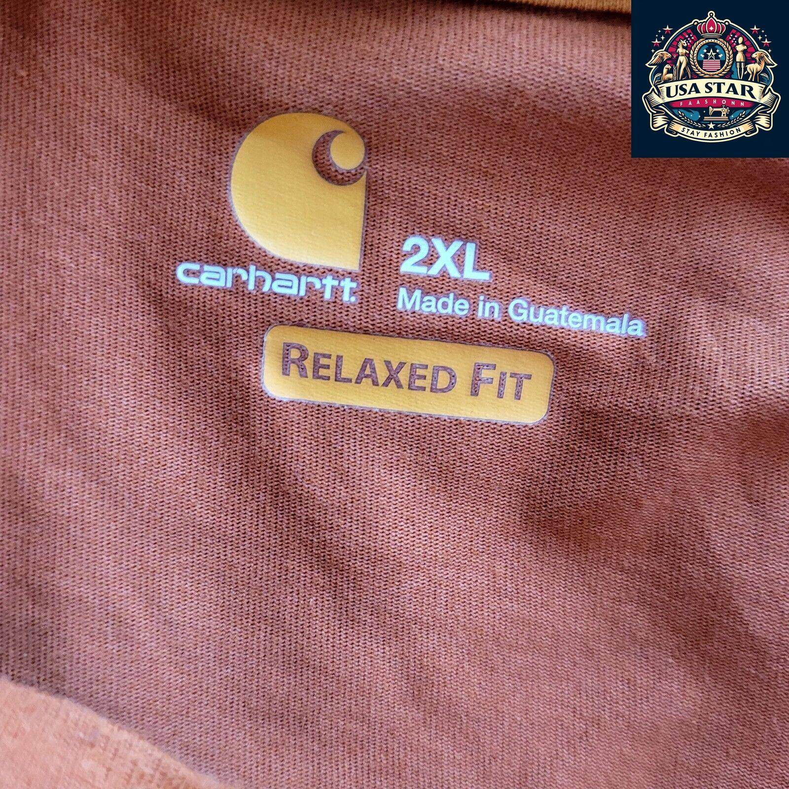 Carhartt Men's T-Shirt 2XL Relaxed Fit, Durable 65% Cotton 35% Polyester in Rust Orange - USASTARFASHION