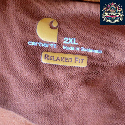 Carhartt Men's T-Shirt 2XL Relaxed Fit, Durable 65% Cotton 35% Polyester in Rust Orange - USASTARFASHION