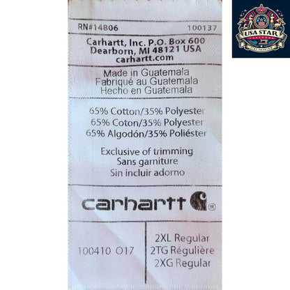 Carhartt Men's T-Shirt 2XL Relaxed Fit, Durable 65% Cotton 35% Polyester in Rust Orange - USASTARFASHION
