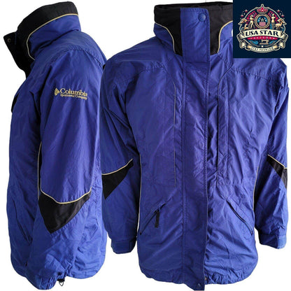 Columbia Blue Women's Jacket Size S - Durable Nylon Raincoat for Casual and Outdoor Use - USASTARFASHION