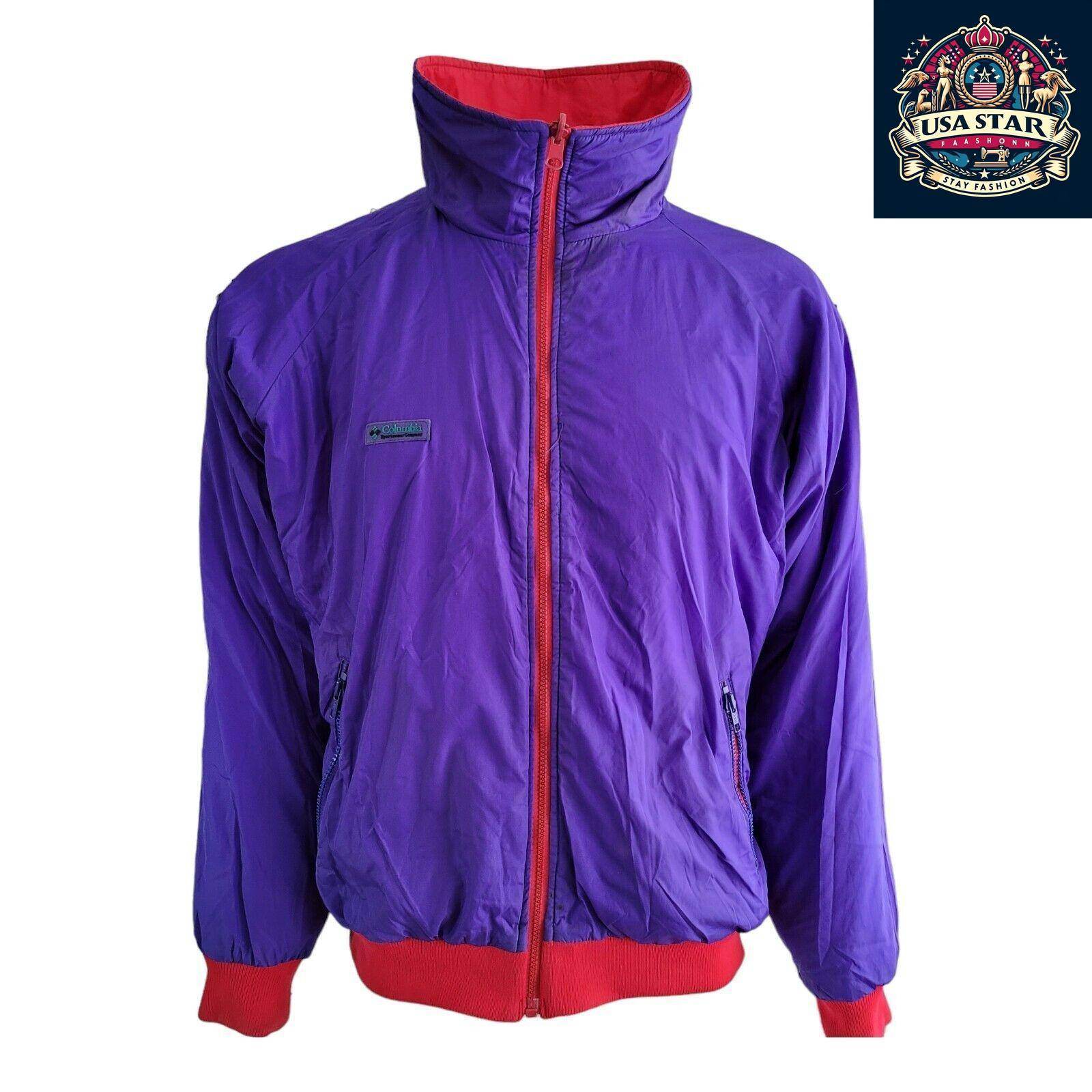Columbia Men's Bomber Jacket XL - Insulated Reversible Design in Blue/Red for Warmth and Style - USASTARFASHION
