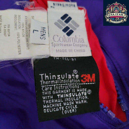 Columbia Men's Bomber Jacket XL - Insulated Reversible Design in Blue/Red for Warmth and Style - USASTARFASHION