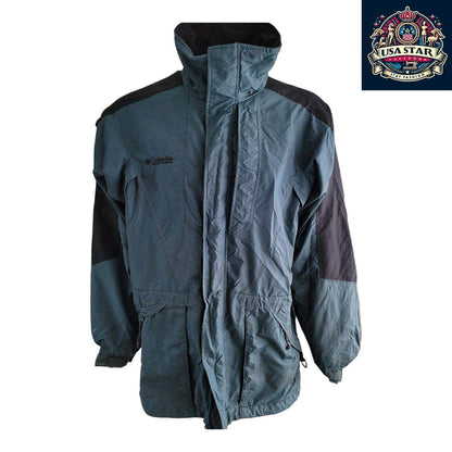 Columbia Raincoat Double Whammy Men's Size M, Dark Green, Water - Resistant Nylon, Stylish Fit - USASTARFASHION