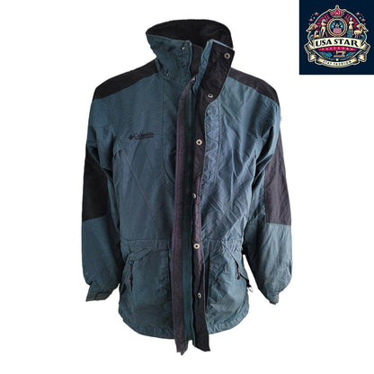 Columbia Raincoat Double Whammy Men's Size M, Dark Green, Water - Resistant Nylon, Stylish Fit - USASTARFASHION