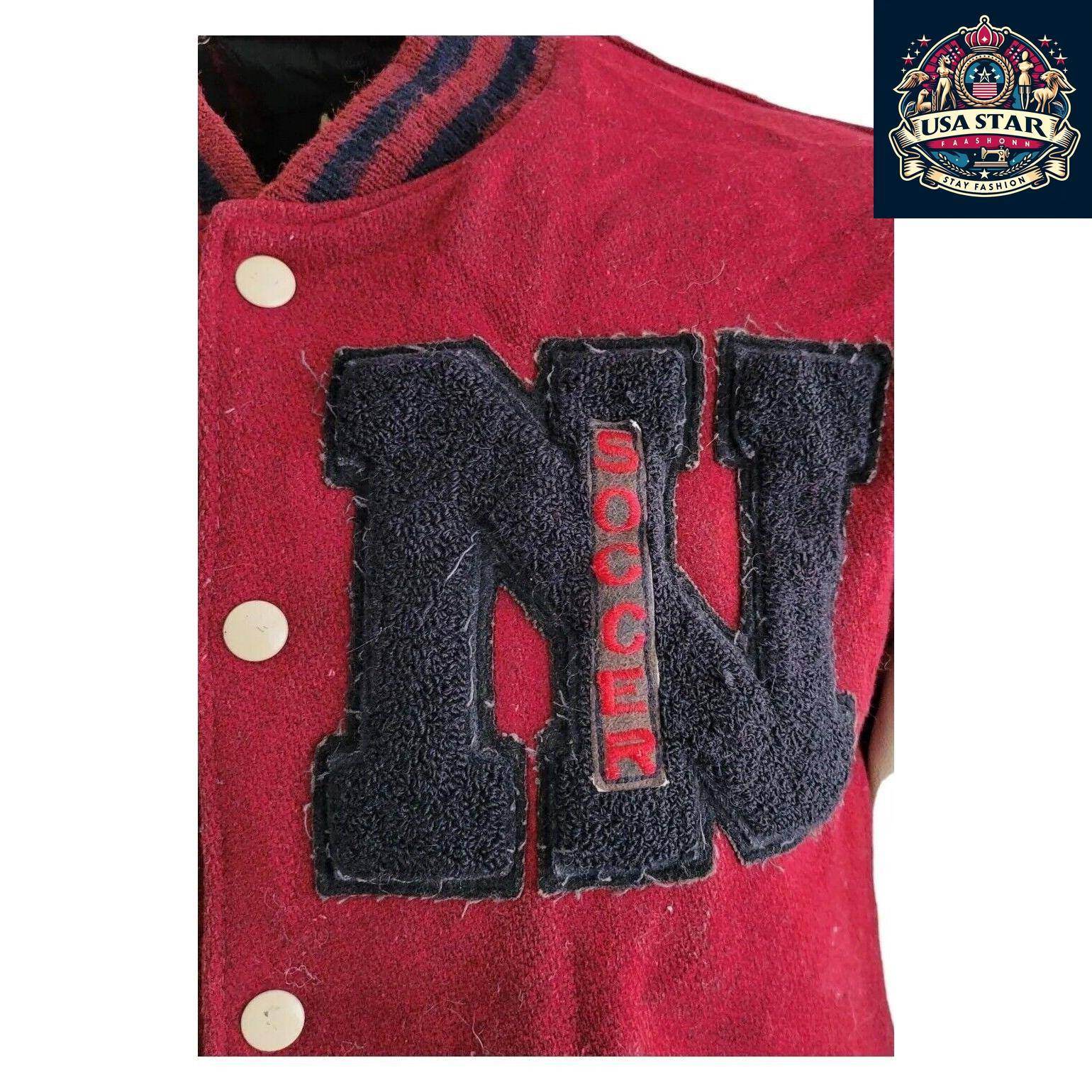 Delong Vintage Varsity Jacket - Long Sleeve Leather Wool, Size S, Durable & Stylish Design - USASTARFASHION