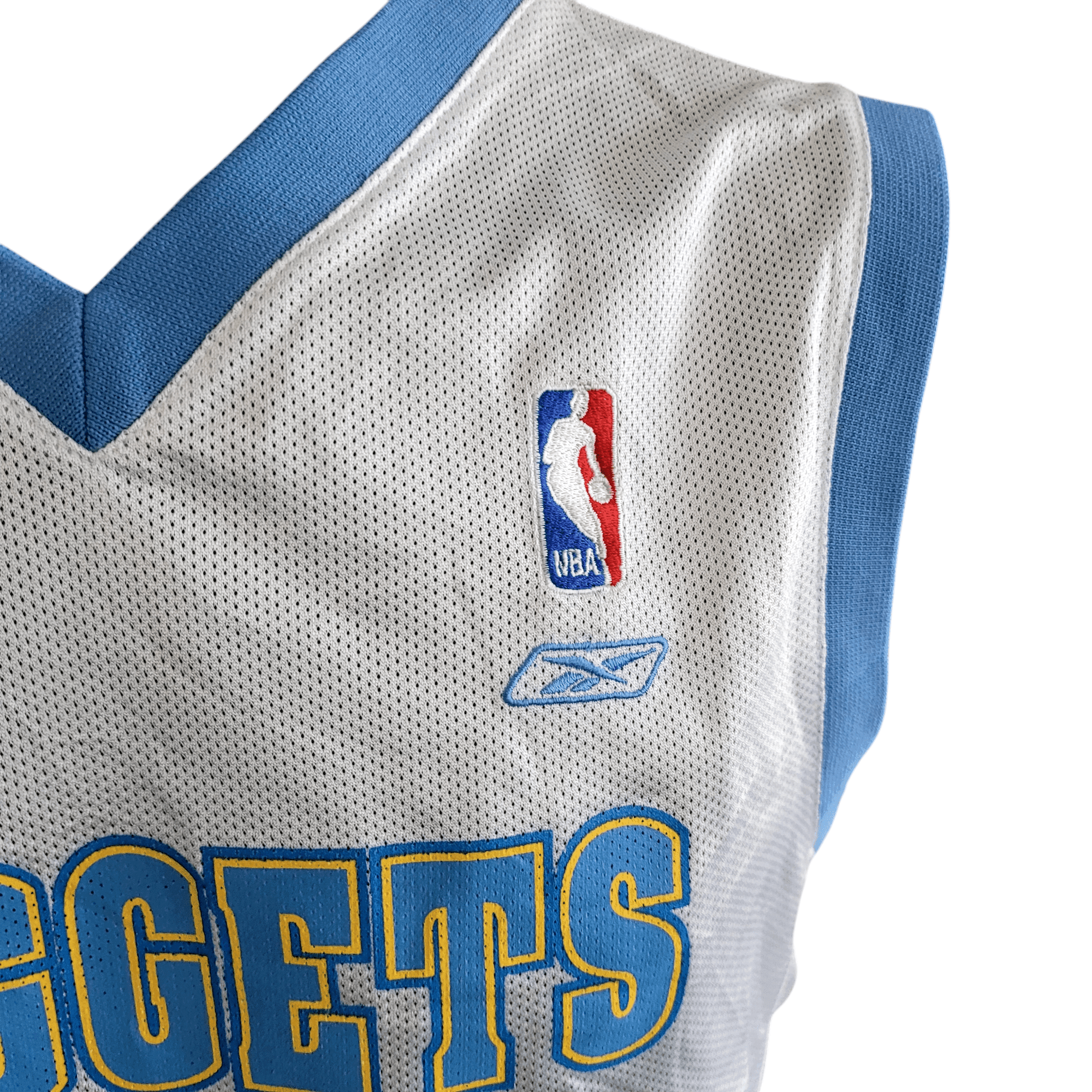 Denver Nuggets Jersey Nené 31 - Youth Large, Reebok NBA Team Apparel, White & Powder Blue - USASTARFASHION
