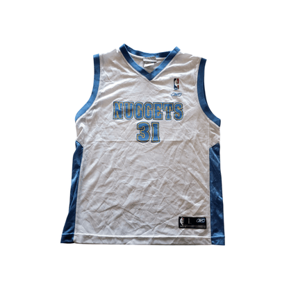 Denver Nuggets Jersey Nené 31 - Youth Large, Reebok NBA Team Apparel, White & Powder Blue - USASTARFASHION