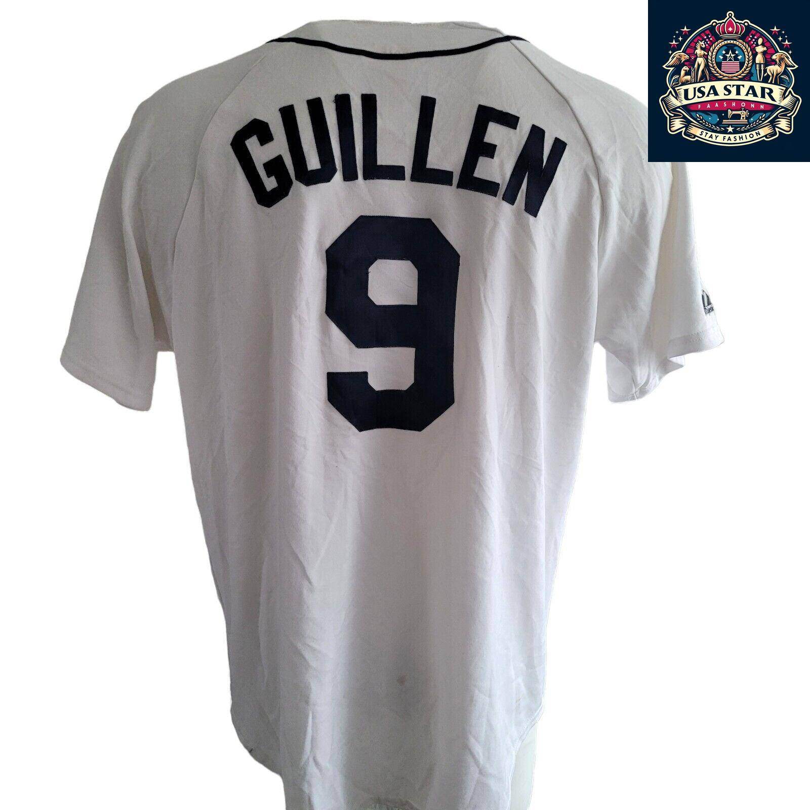 Detroit Tigers Jersey 9 Carlos Guillen Authentic Majestic XL Classic White Fanwear - USASTARFASHION