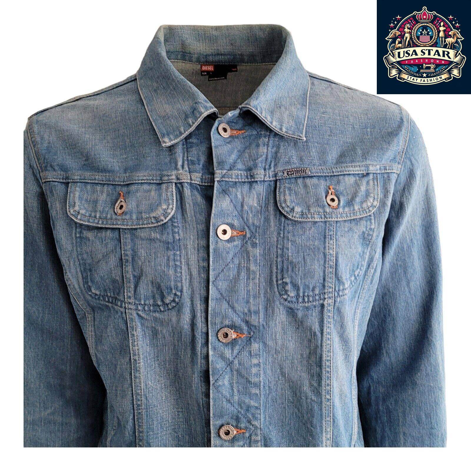 DIESEL Denim Jacket Unisex Cotton L Made In Italy - Urban Fashion Essential for All - USASTARFASHION