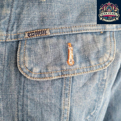 DIESEL Denim Jacket Unisex Cotton L Made In Italy - Urban Fashion Essential for All - USASTARFASHION