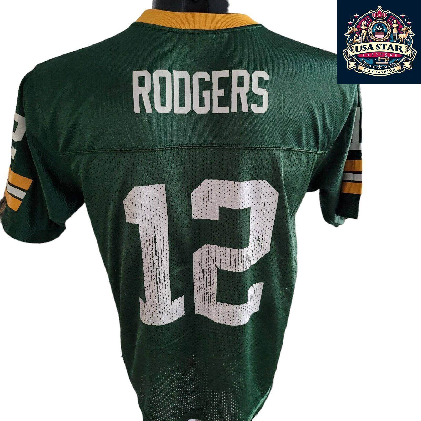 Green Bay Packers Youth Jersey - Aaron Rodgers 12 L (14 - 16) - Comfortable Fit & Durable Design - USASTARFASHION