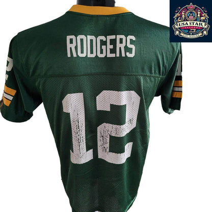 Green Bay Packers Youth Jersey - Aaron Rodgers 12 L (14 - 16) - Comfortable Fit & Durable Design - USASTARFASHION