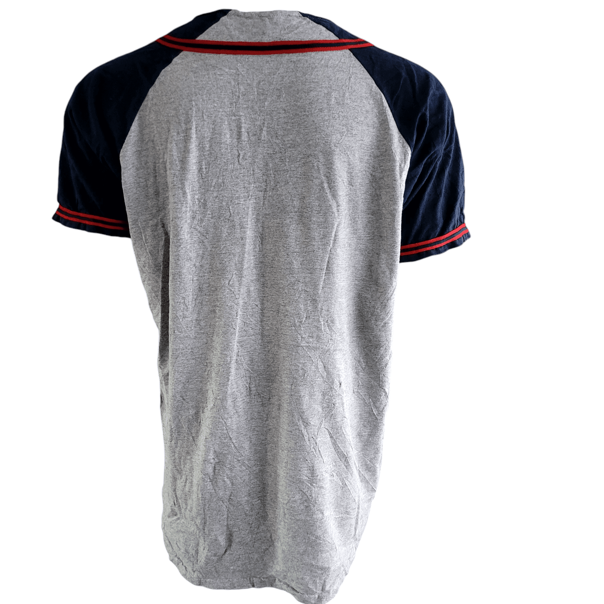 IHC Logo Badger Sportwear Baseball Jersey Gray Navy Button-Up XL Made in USA - USASTARFASHION