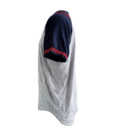 IHC Logo Badger Sportwear Baseball Jersey Gray Navy Button-Up XL Made in USA - USASTARFASHION