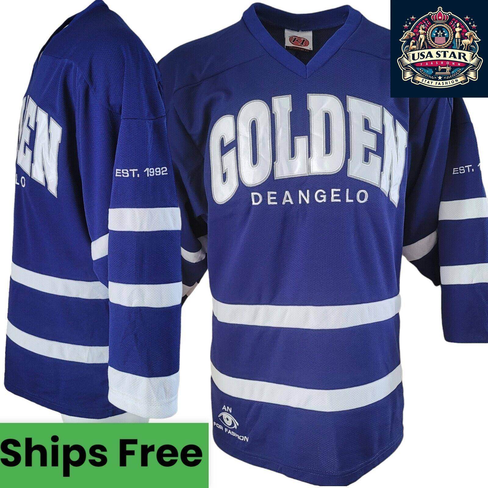 K1 Golden Deangelo Jersey Size M - Stylish Long Sleeve V - Neck in Bold Blue - Grade A Vintage Condition - USASTARFASHION