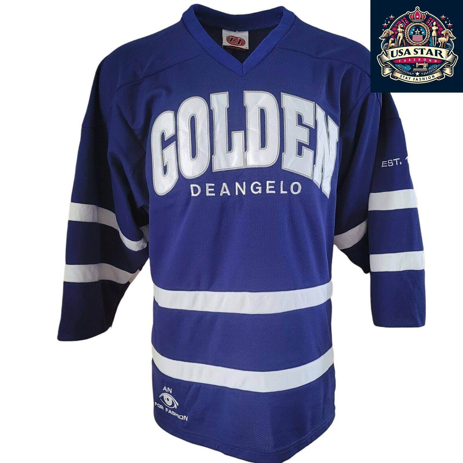 K1 Golden Deangelo Jersey Size M - Stylish Long Sleeve V - Neck in Bold Blue - Grade A Vintage Condition - USASTARFASHION