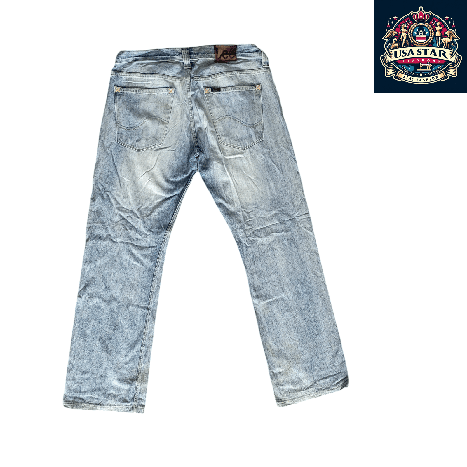 Lee Flint Vintage Straight - Leg Jeans for Men W36 L34 Light Wash Denim - Classic Comfort & Durability - USASTARFASHION