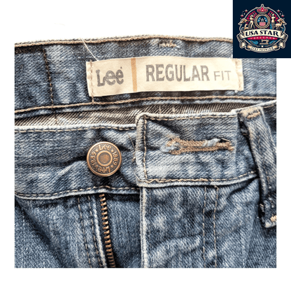 Lee Men's Regular Fit Jeans W32 x L27 in Blue Denim, Comfortable, Durable Everyday Wear - USASTARFASHION