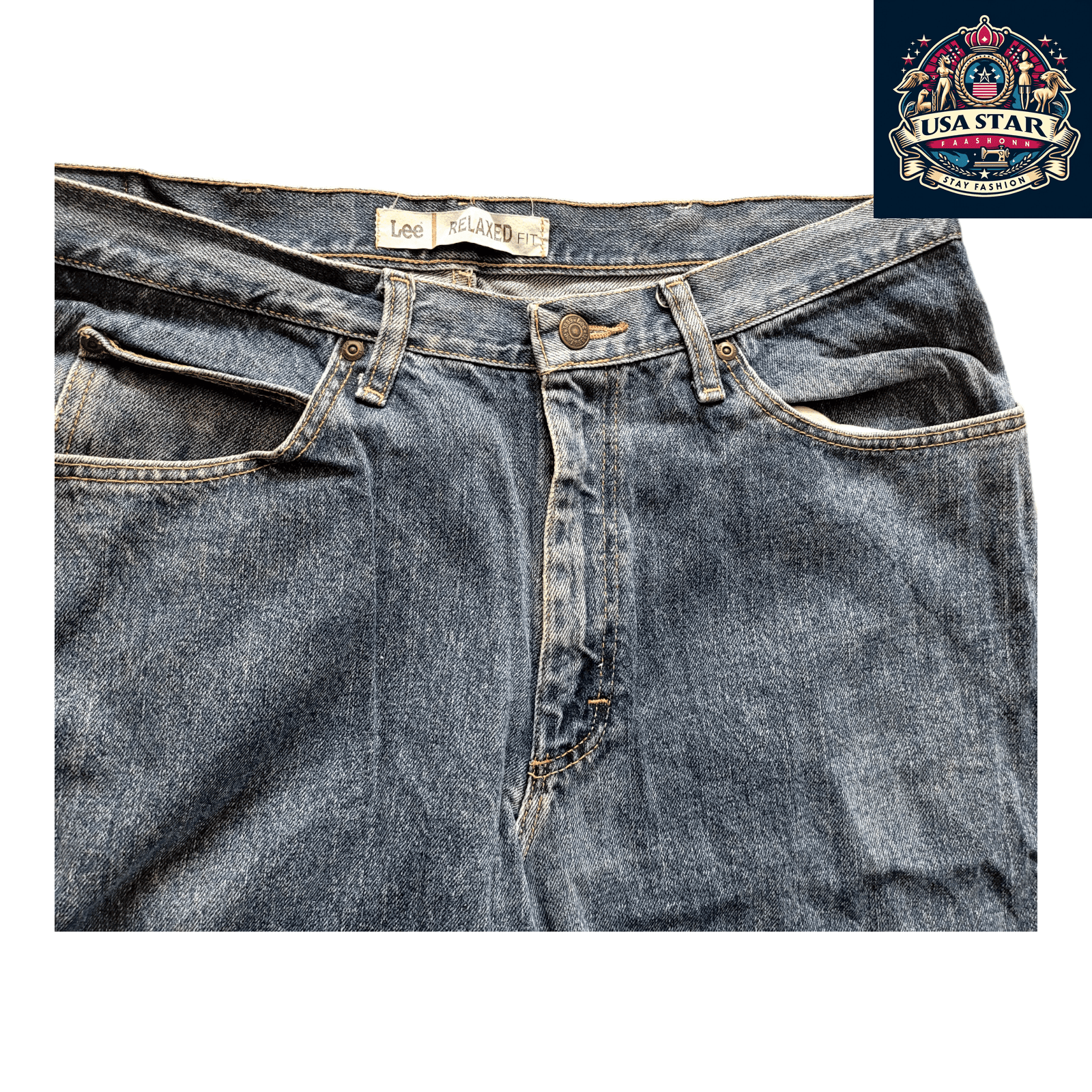 Lee Relaxed Fit Jeans 38 Waist x 30 Inseam in Grade A Blue Denim for Modern Comfort and Style - USASTARFASHION