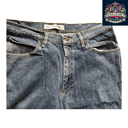 Lee Relaxed Fit Jeans 38 Waist x 30 Inseam in Grade A Blue Denim for Modern Comfort and Style - USASTARFASHION