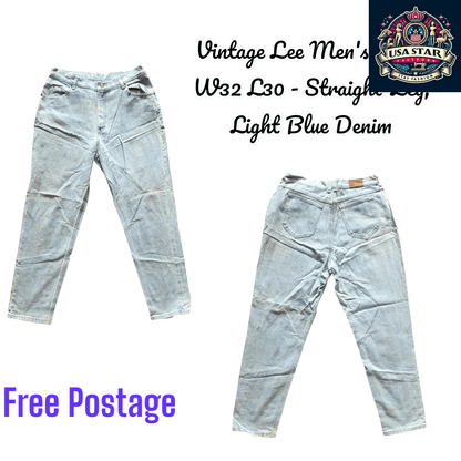Lee Vintage Men's Jeans W32 L30 - 100% Cotton Straight - Leg Denim for Timeless Style - USASTARFASHION
