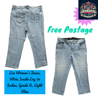 Lee Women's Jeans W38 With 26" Inside Leg, Light Blue, Exceptional Fit & Comfort for Stylish Outfits - USASTARFASHION