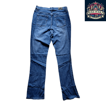 Lee Women's Relaxed Bootcut Jeans Size 8 Long in Blue Denim, Flattering Fit for Everyday Comfort - USASTARFASHION