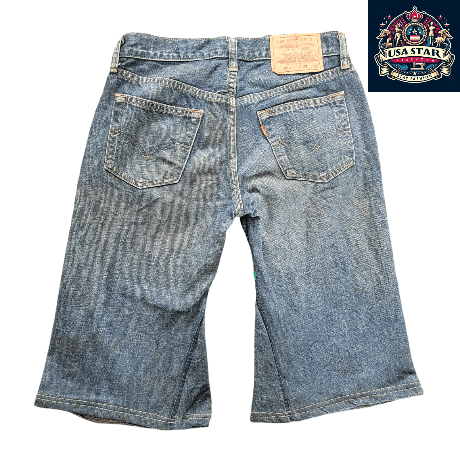 Levi's 532 Original Denim Shorts W27 - Vintage Style, Durable Cotton, 5-Pocket Design - USASTARFASHION