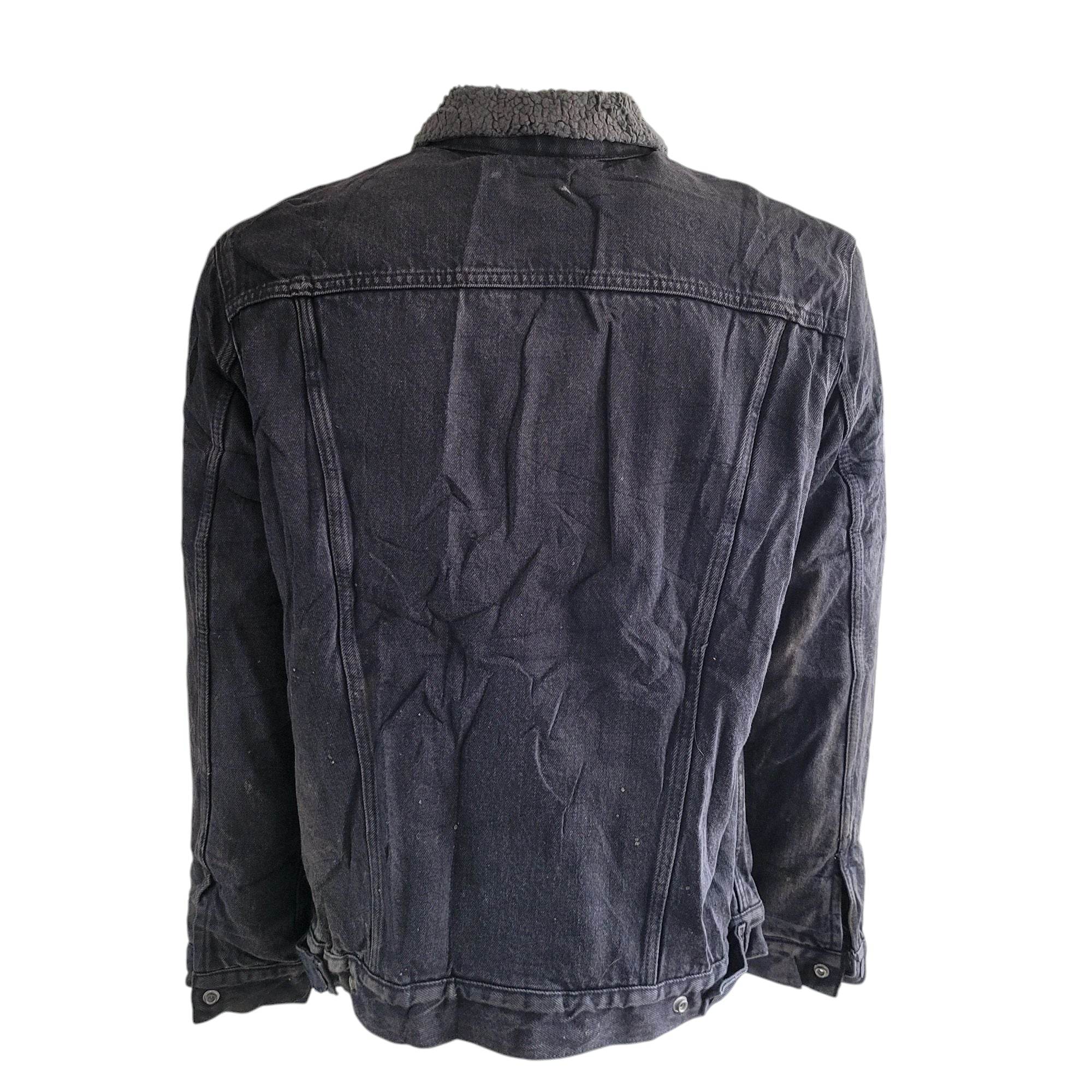 Levi’s Sherpa Trucker Jacket – Black Denim, WaterLess™, Size XL - USASTARFASHION