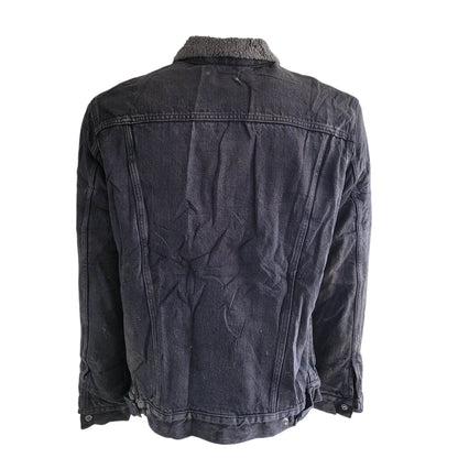 Levi’s Sherpa Trucker Jacket – Black Denim, WaterLess™, Size XL - USASTARFASHION