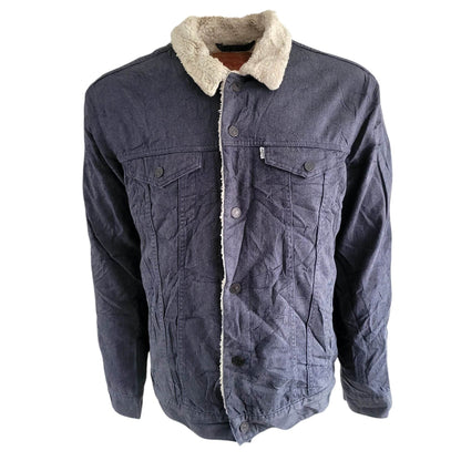 Levi’s Sherpa Trucker Jacket – XL, Dark Canvas Fleece Lined - USASTARFASHION