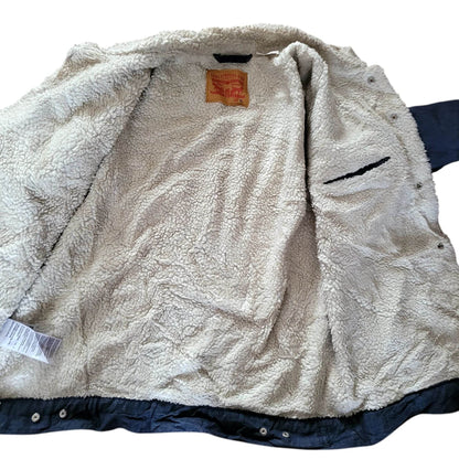 Levi’s Sherpa Trucker Jacket – XL, Dark Canvas Fleece Lined - USASTARFASHION