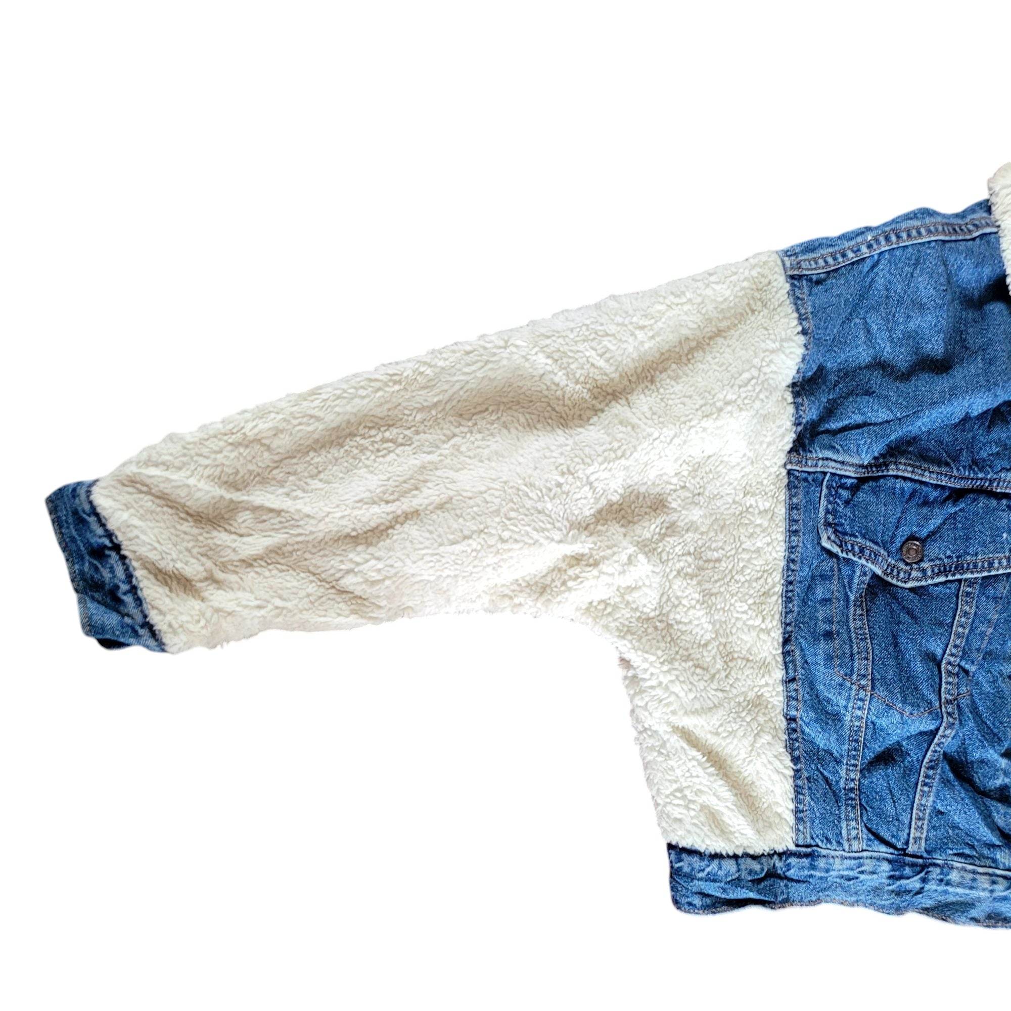 Levi’s Women’s Cropped Sherpa Trucker Jacket – Blue Denim XL - USASTARFASHION