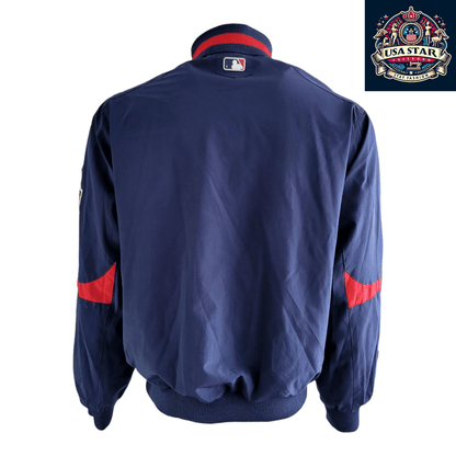 Men's Large Minnesota Twins Jacket, Authentic MLB Therma Base, Navy/Red, Zipper Pockets, Team Logo - USASTARFASHION