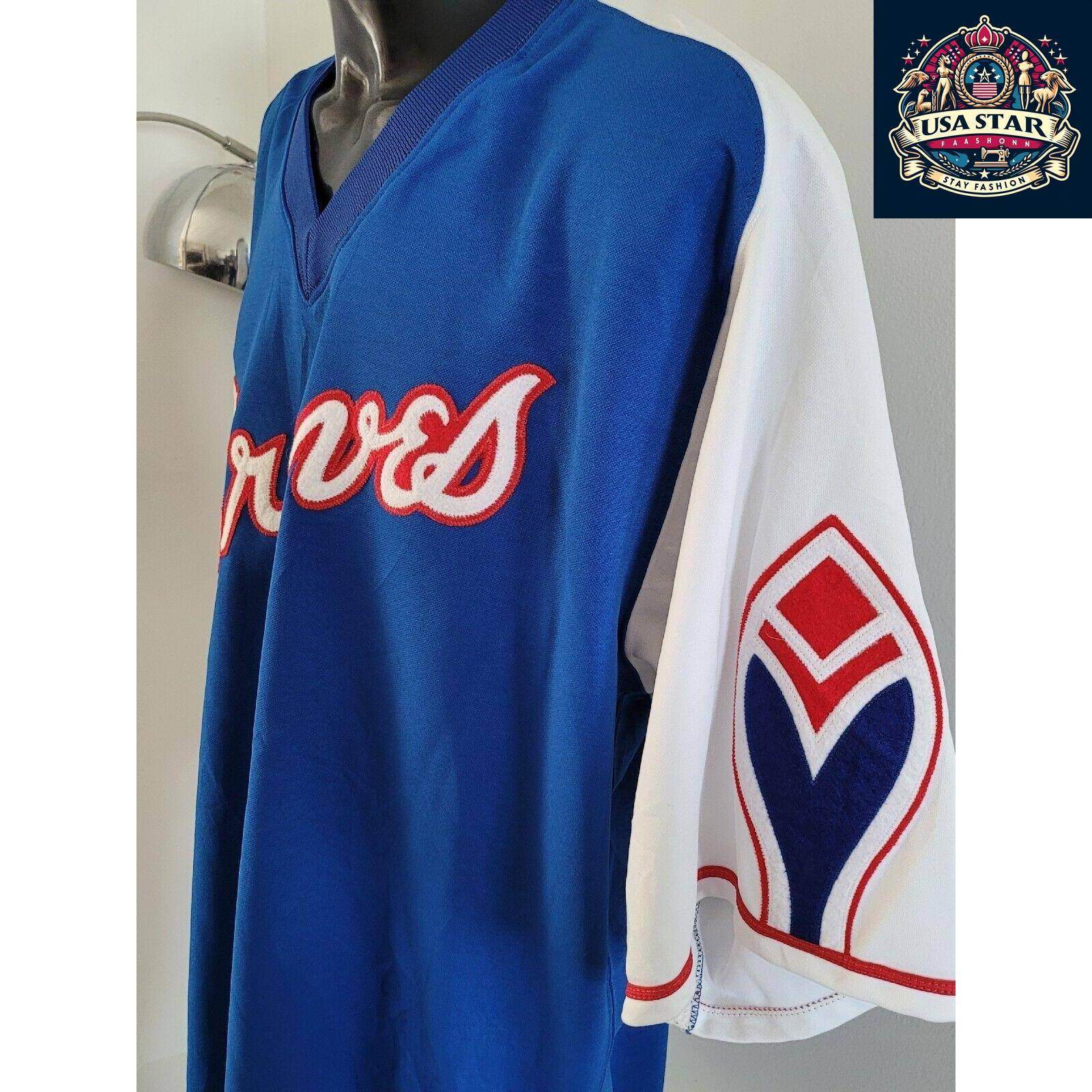 Men's Vintage Braves Jersey - 90s MLB Atlanta Braves Sewn 2 Mesh Baseball Jersey 2XL - USASTARFASHION