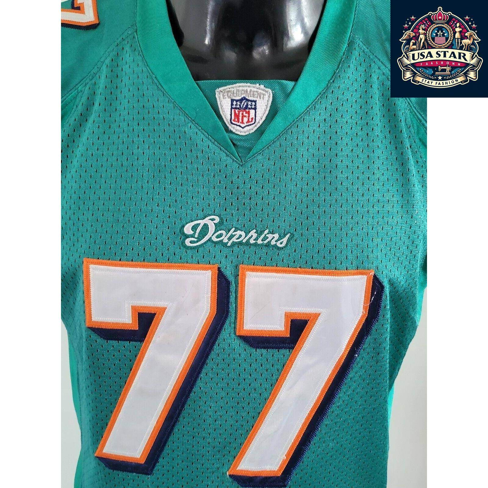 Miami Dolphins Youth Jersey Jake Long 77 Reebok Size M (12 - 14) - Vintage Style, Minor Wear - USASTARFASHION