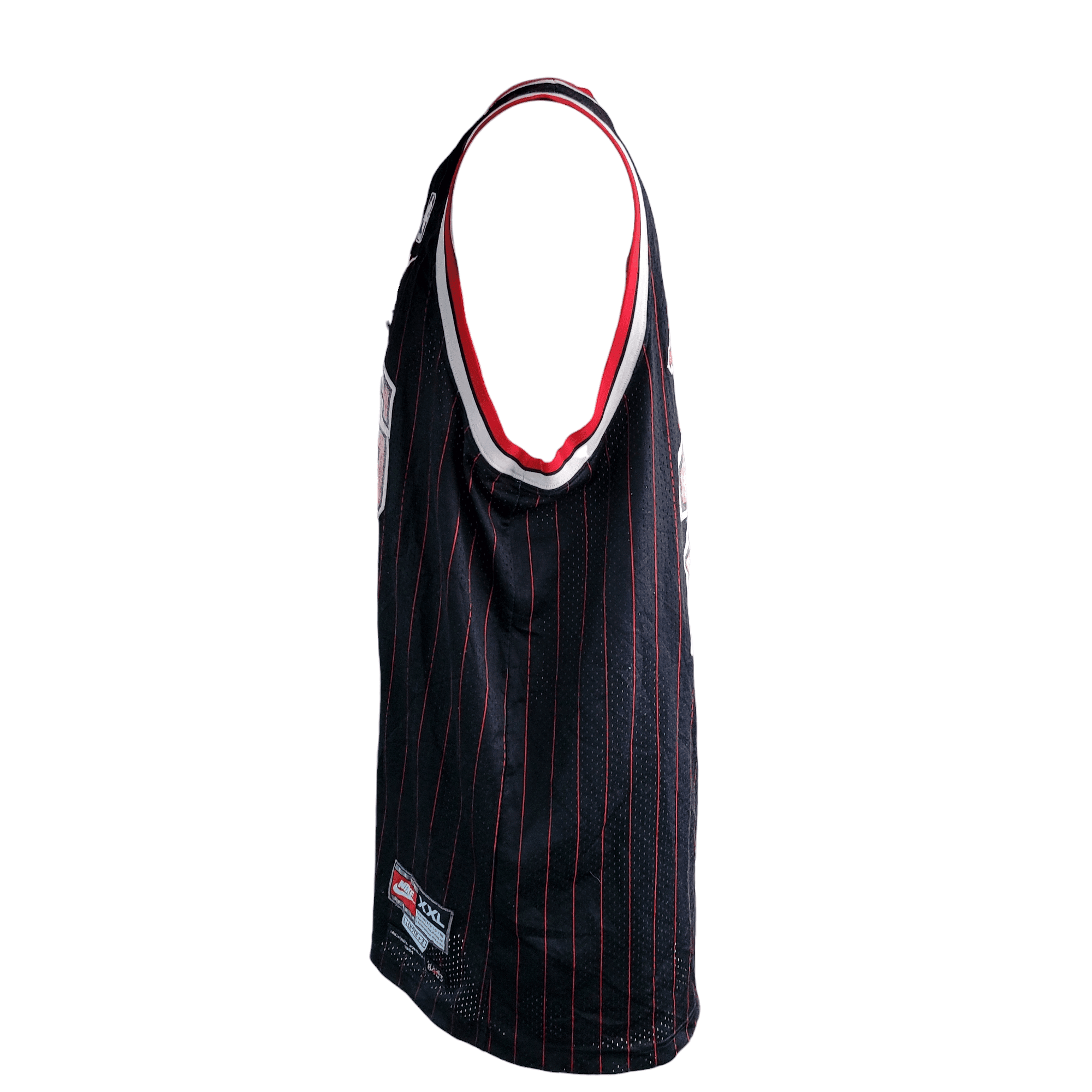 Michael Jordan Chicago Bulls 23 Jersey Nike XXL Length +2 Black Red Pinstripe Vintage NBA - USASTARFASHION