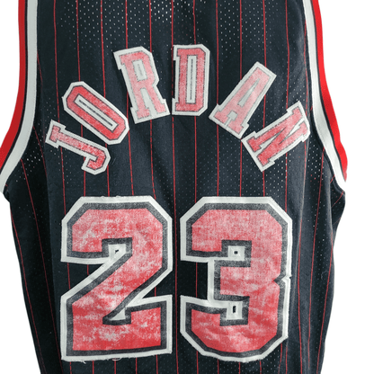 Michael Jordan Chicago Bulls 23 Jersey Nike XXL Length +2 Black Red Pinstripe Vintage NBA - USASTARFASHION