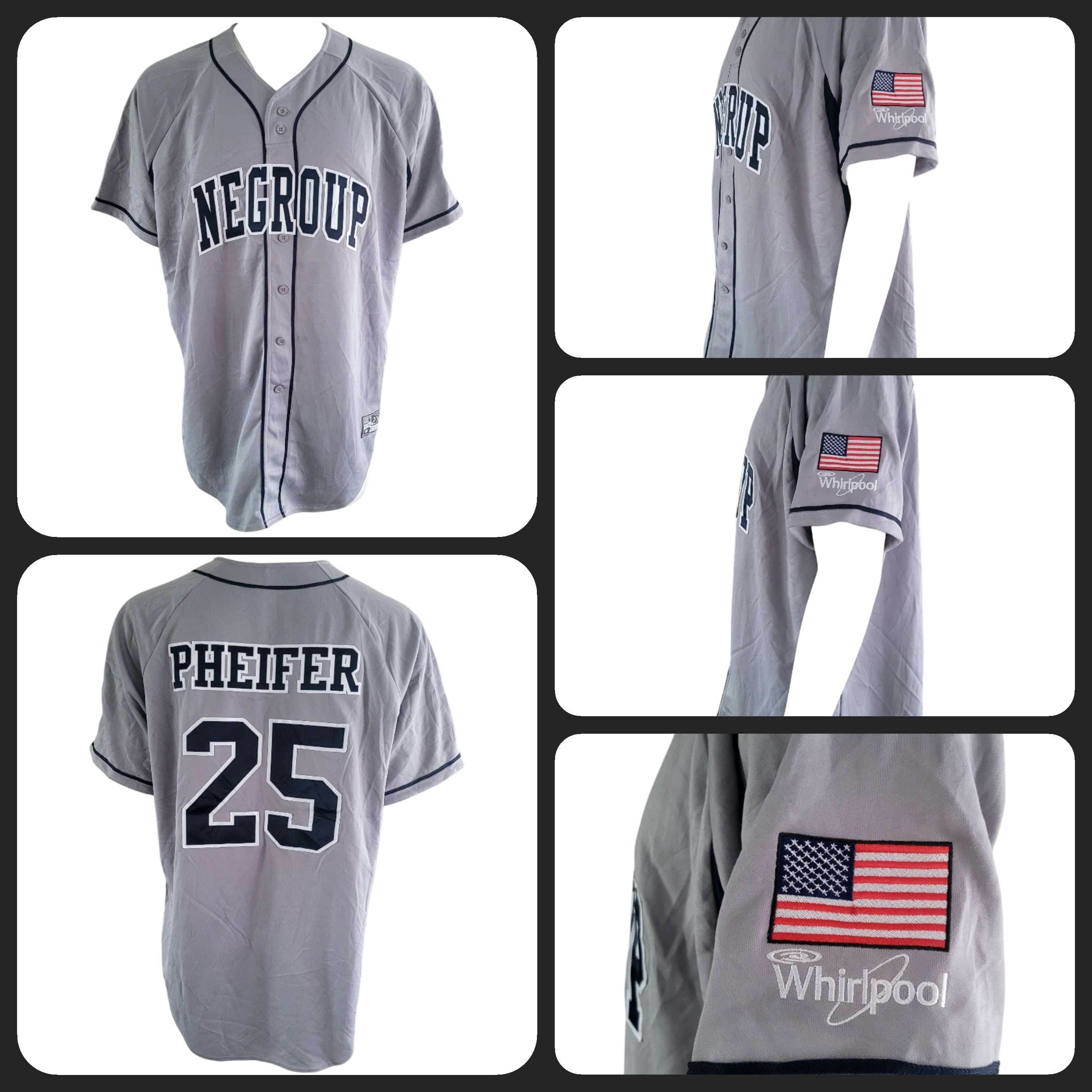 Negroup XXL Baseball Jersey by Holloway with Custom Logo, Pheifer 25 and American Flag Patch - USASTARFASHION