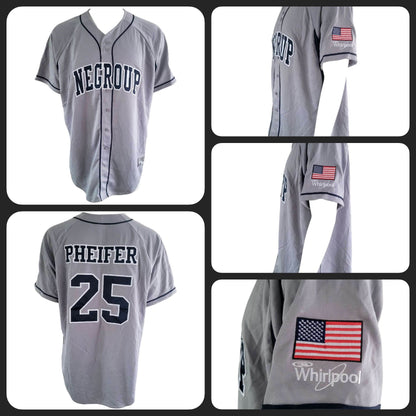 Negroup XXL Baseball Jersey by Holloway with Custom Logo, Pheifer 25 and American Flag Patch - USASTARFASHION