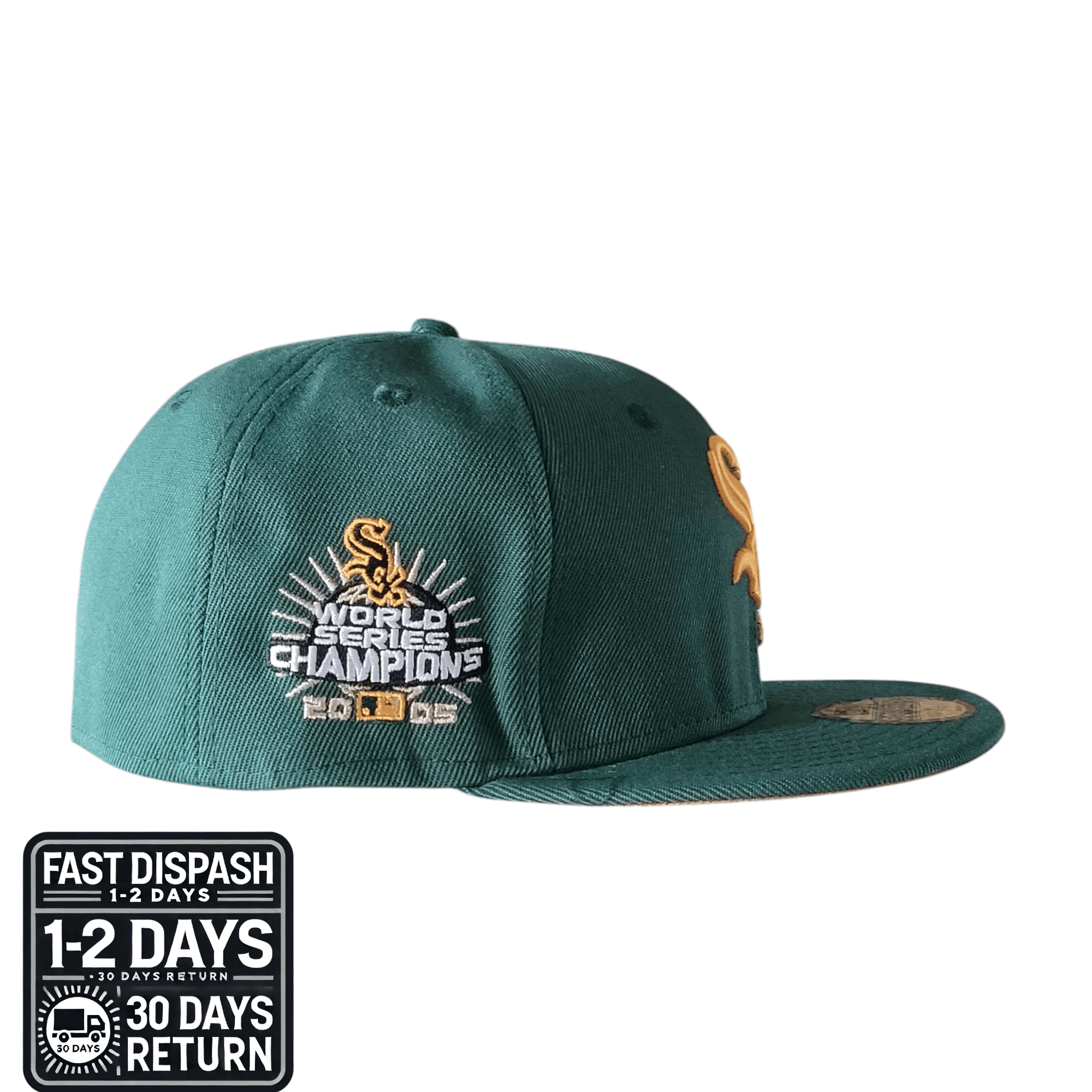 New Era 59Fifty World Series Champions Cap 7 1/2 - Chicago White Sox Green with Gold Logo - USASTARFASHION