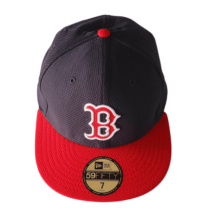 New Era Boston Red Sox Baseball Cap - Size 7 (55.8cm) - Quality Grade A Condition, Navy & Red - USASTARFASHION