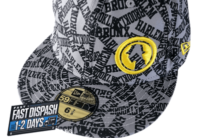 New Era Fitted Cap 59FIFTY Projekts NYC Gray Graphic Pattern Size 6 7/8 Cotton - USASTARFASHION