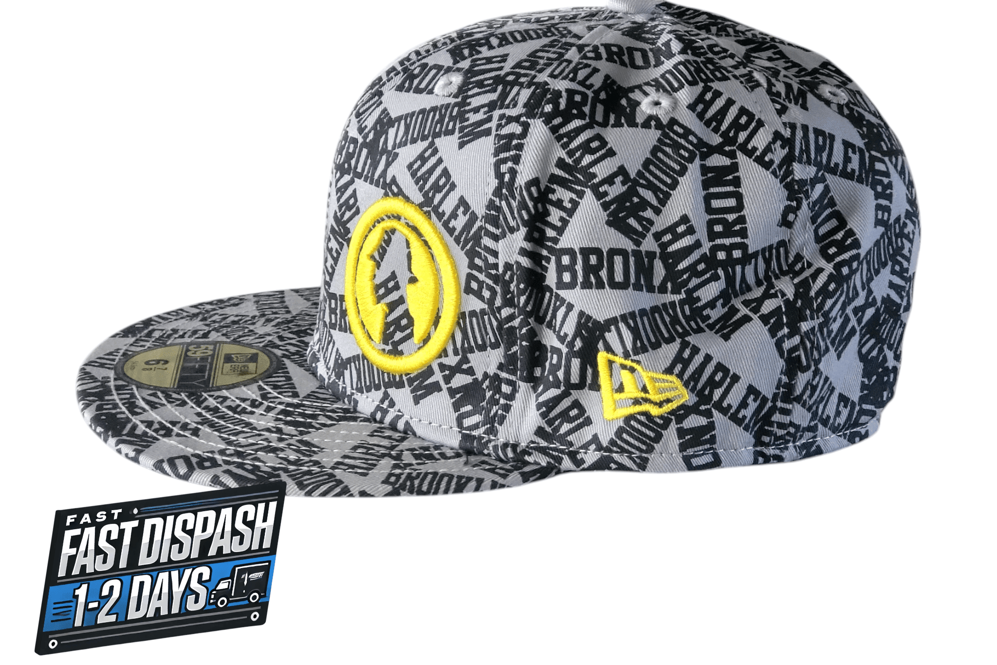 New Era Fitted Cap 59FIFTY Projekts NYC Gray Graphic Pattern Size 6 7/8 Cotton - USASTARFASHION