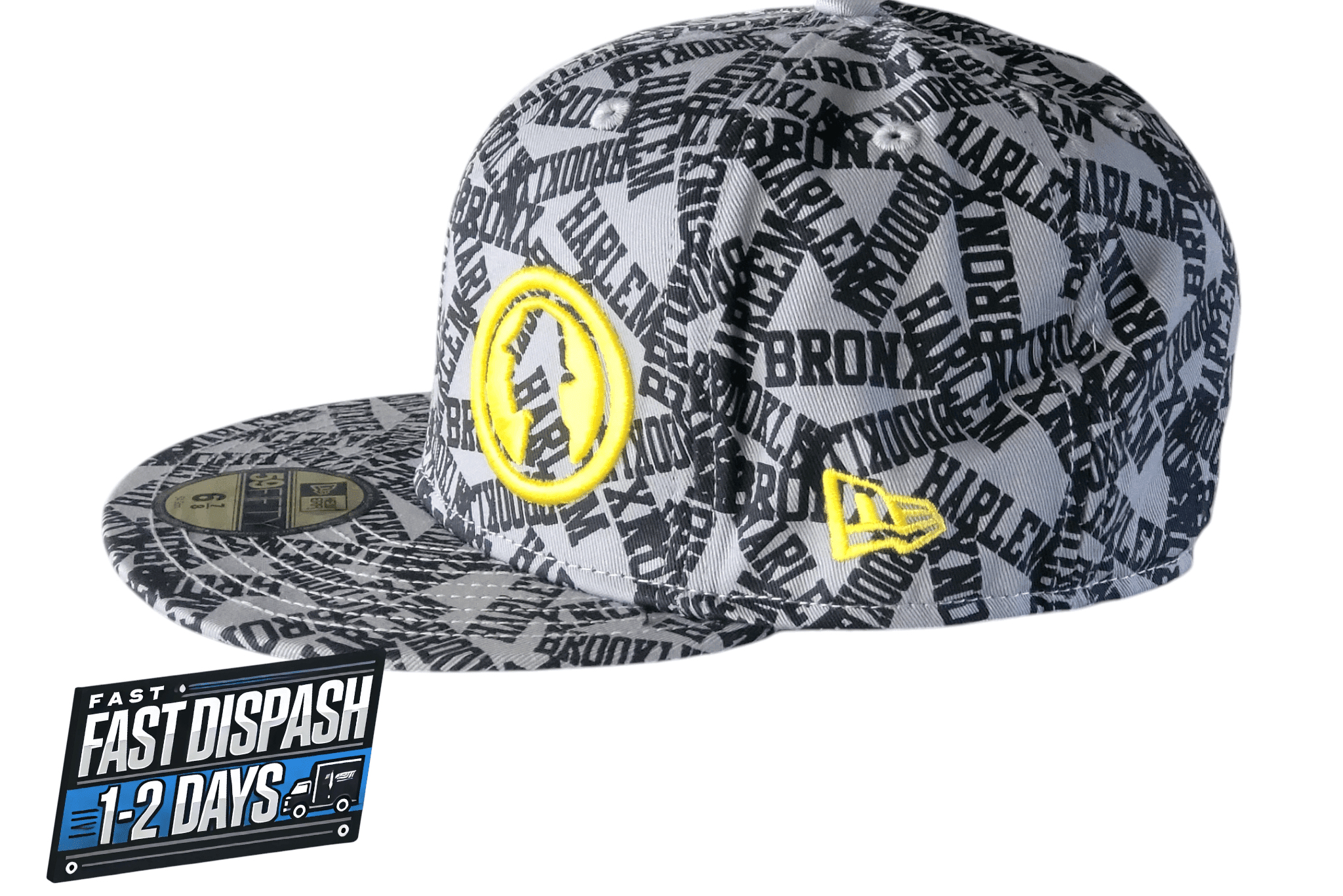 New Era Fitted Cap 59FIFTY Projekts NYC Gray Graphic Pattern Size 6 7/8 Cotton - USASTARFASHION